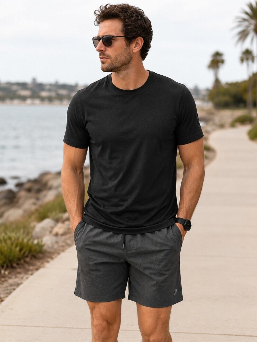 VRST Men's XL 5" Everyday Short Heather Pure Black/Graph Charcoal New Beach Pool
